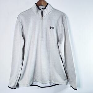 Under Armour Mens Cream Loose Fit 1/4 Zip Pullover Jacket Size Large Academia